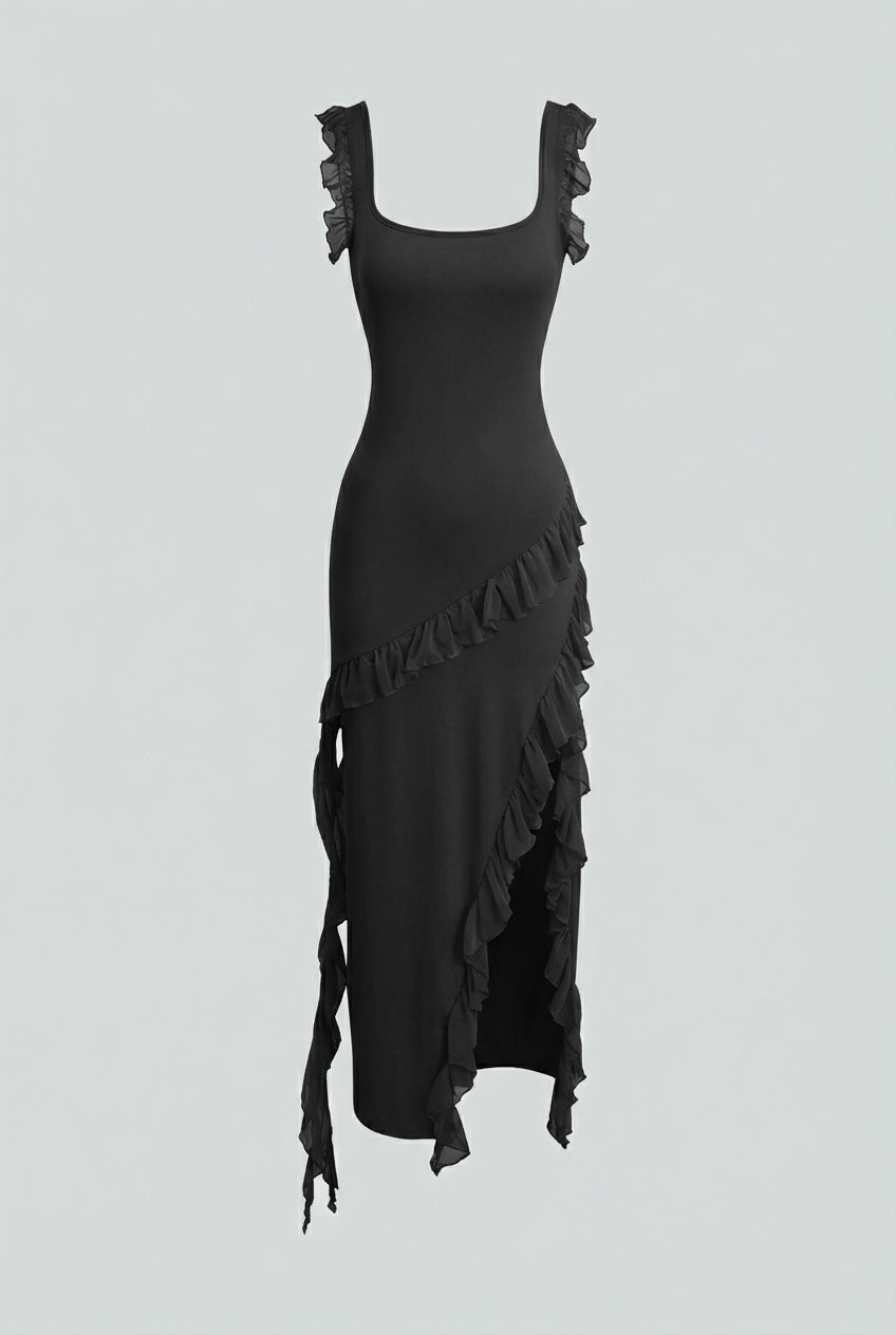 Luna | Black Backless Maxi Dress - ginlerie 0