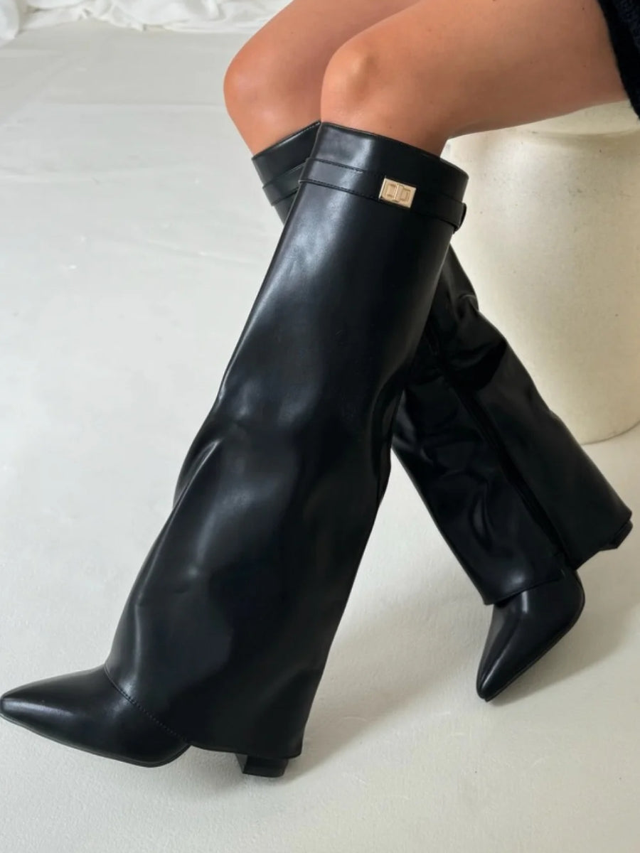 Luna | Black Knee High Boots - ginlerie 3
