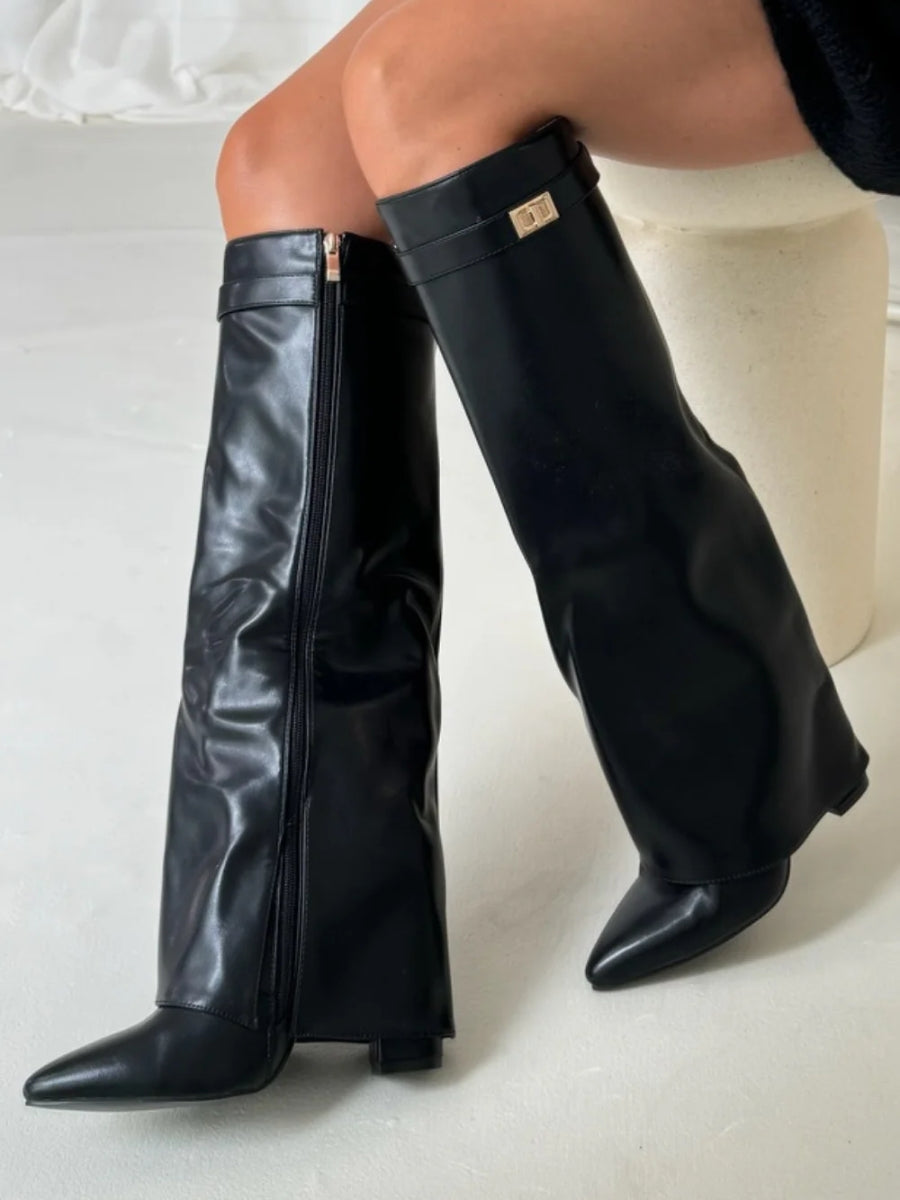 Luna | Black Knee High Boots - ginlerie 4