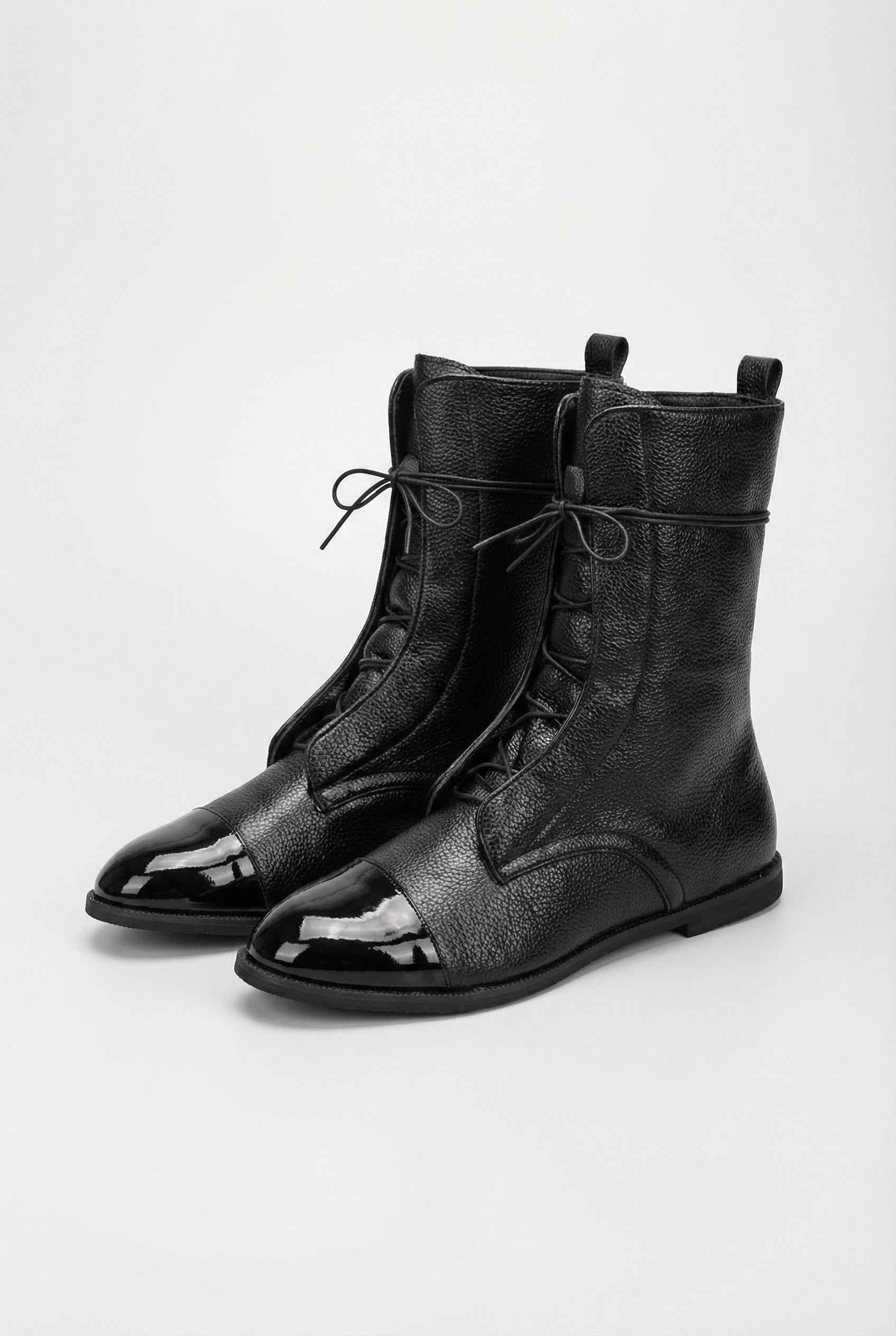Luna | Black Lace Up Ankle Boots - ginlerie 0