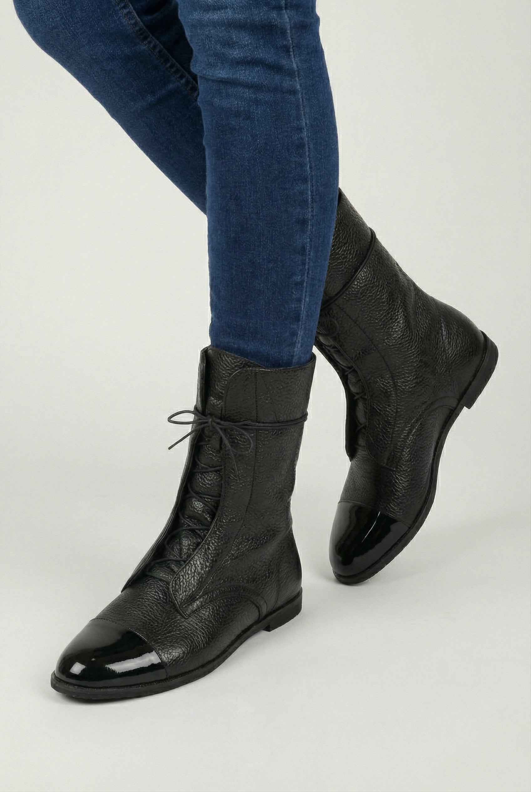 Luna | Black Lace Up Ankle Boots - ginlerie 2
