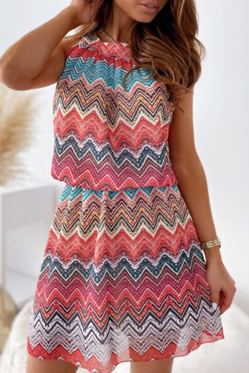 Luna | Chevron Pattern A-Line Summer Dress - ginlerie 0