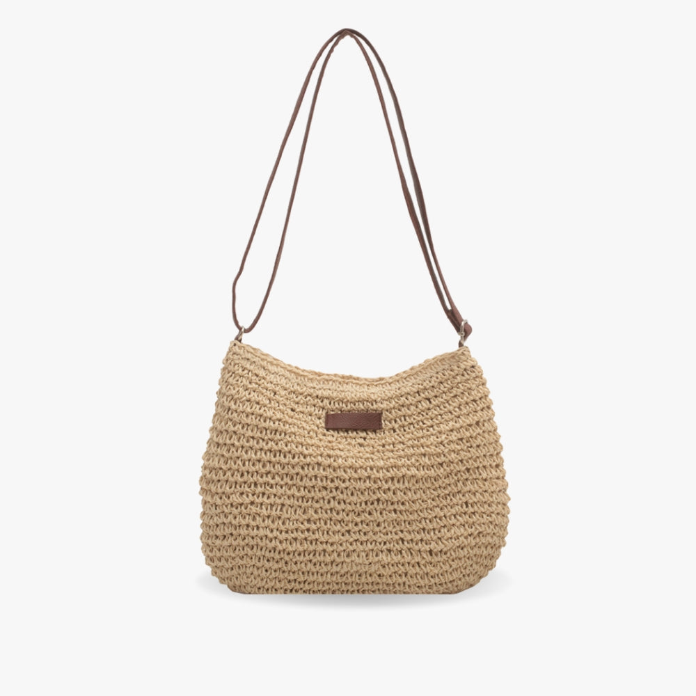 Luna | Chic Beige Straw Shoulder Bag - ginlerie 0