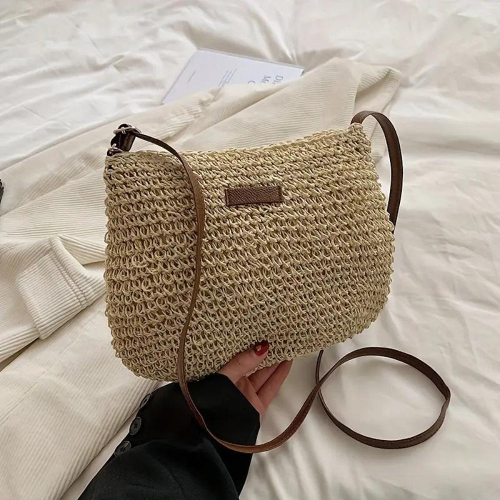 Luna | Chic Beige Straw Shoulder Bag - ginlerie 2