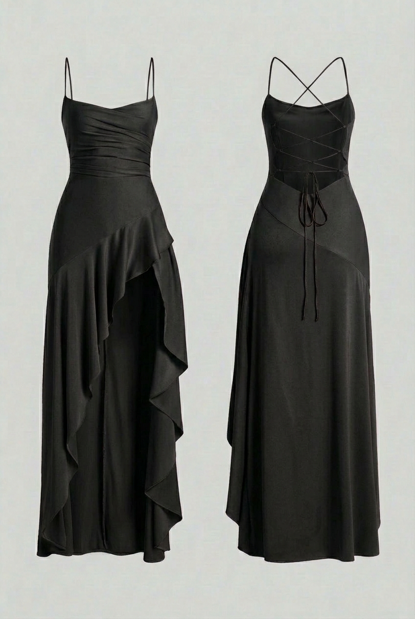 Luna | Chic Black Maxi Dress - ginlerie 0