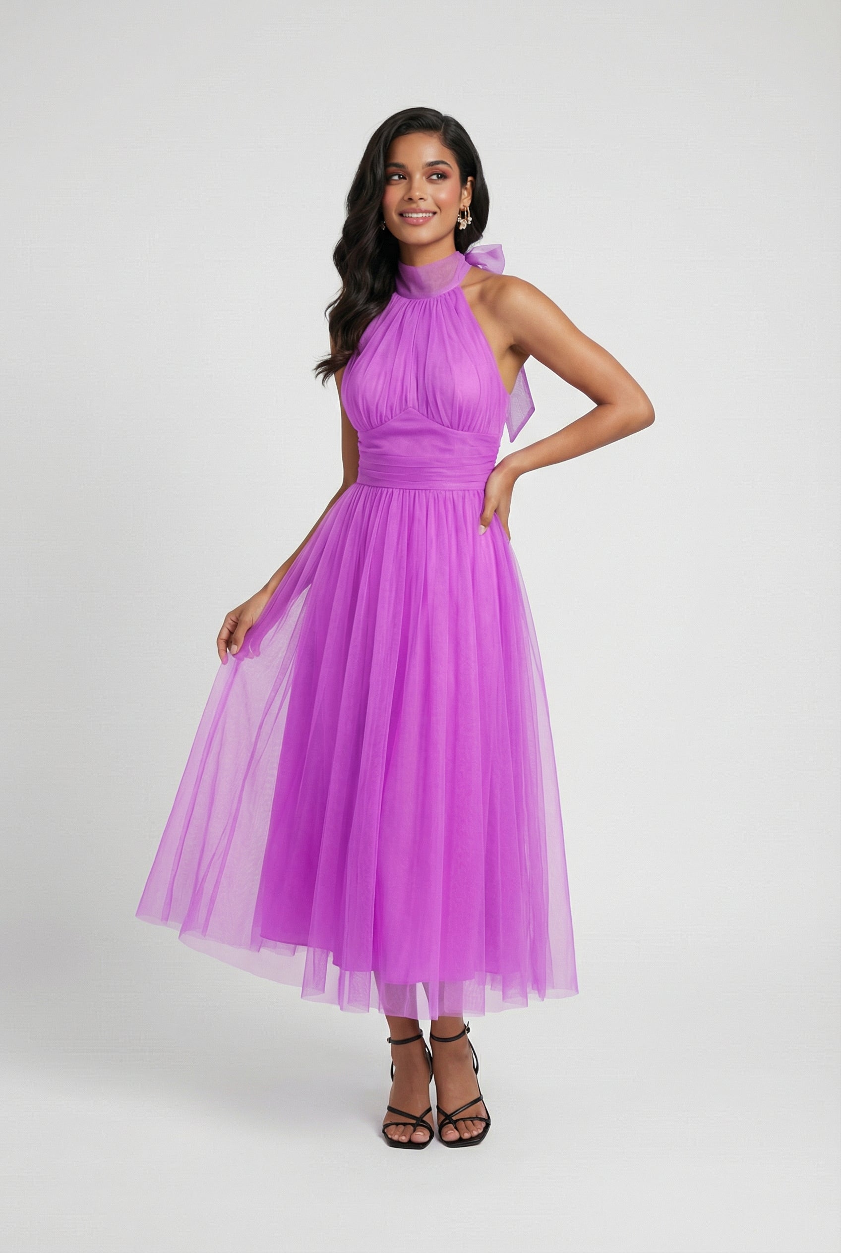 Luna | Elegant Halter Midi Dress - ginlerie 2