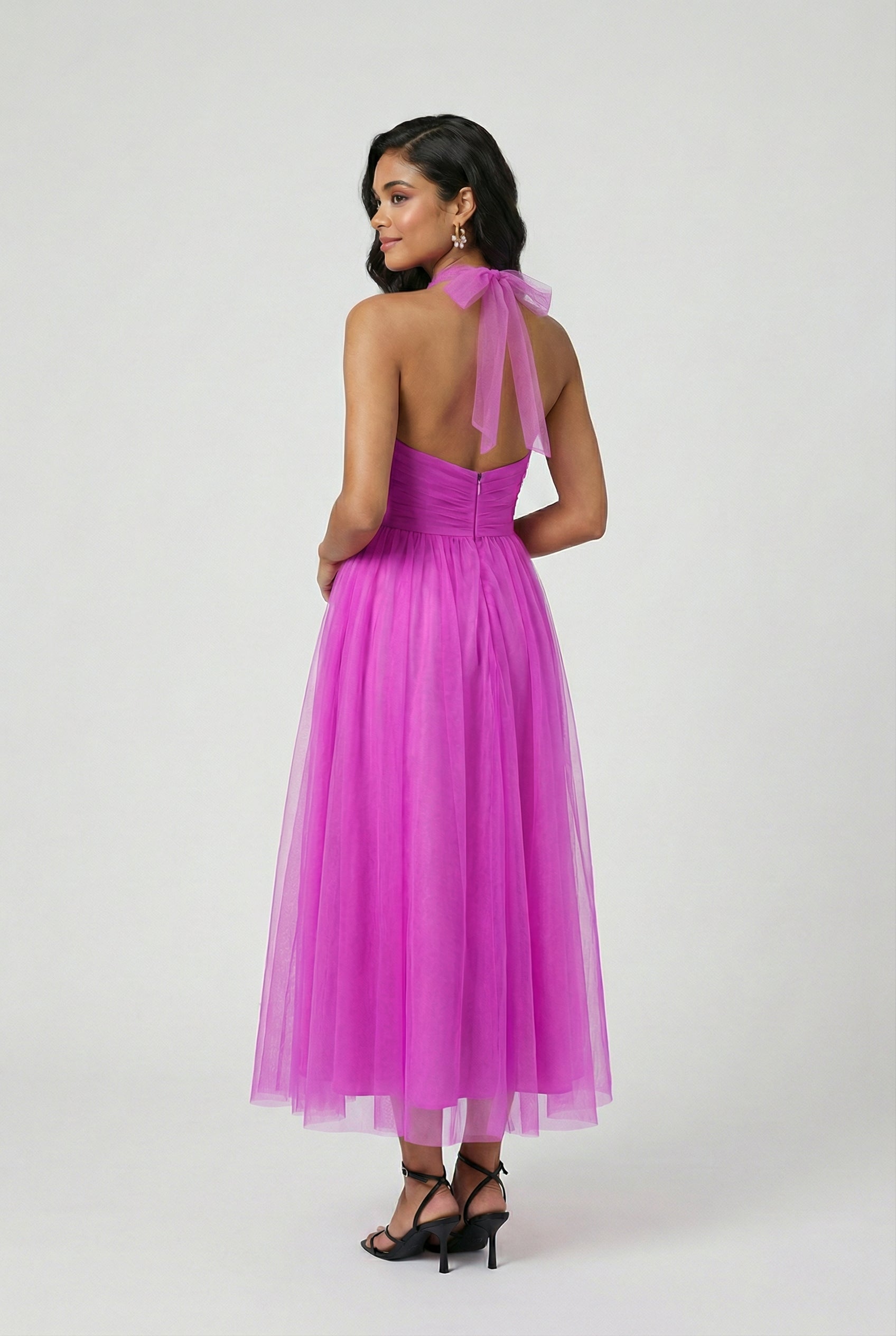 Luna | Elegant Halter Midi Dress - ginlerie 3