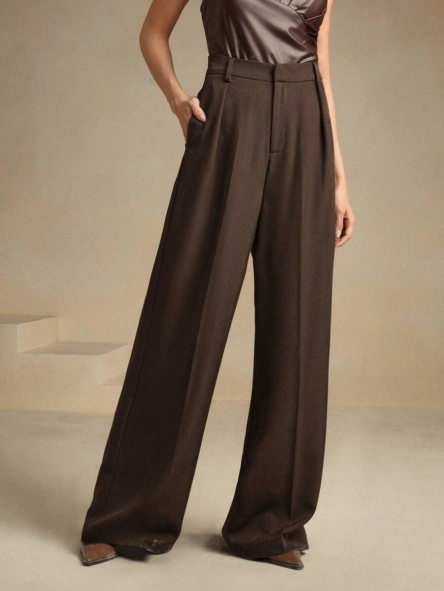 Luna | Elegant High Waist Wide Leg Trousers - ginlerie 10