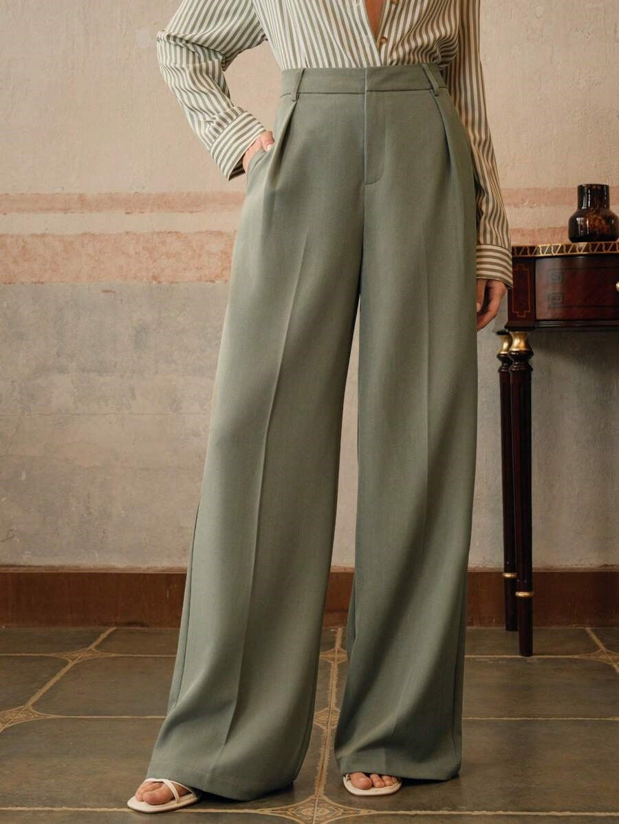 Luna | Elegant High Waist Wide Leg Trousers - ginlerie 11