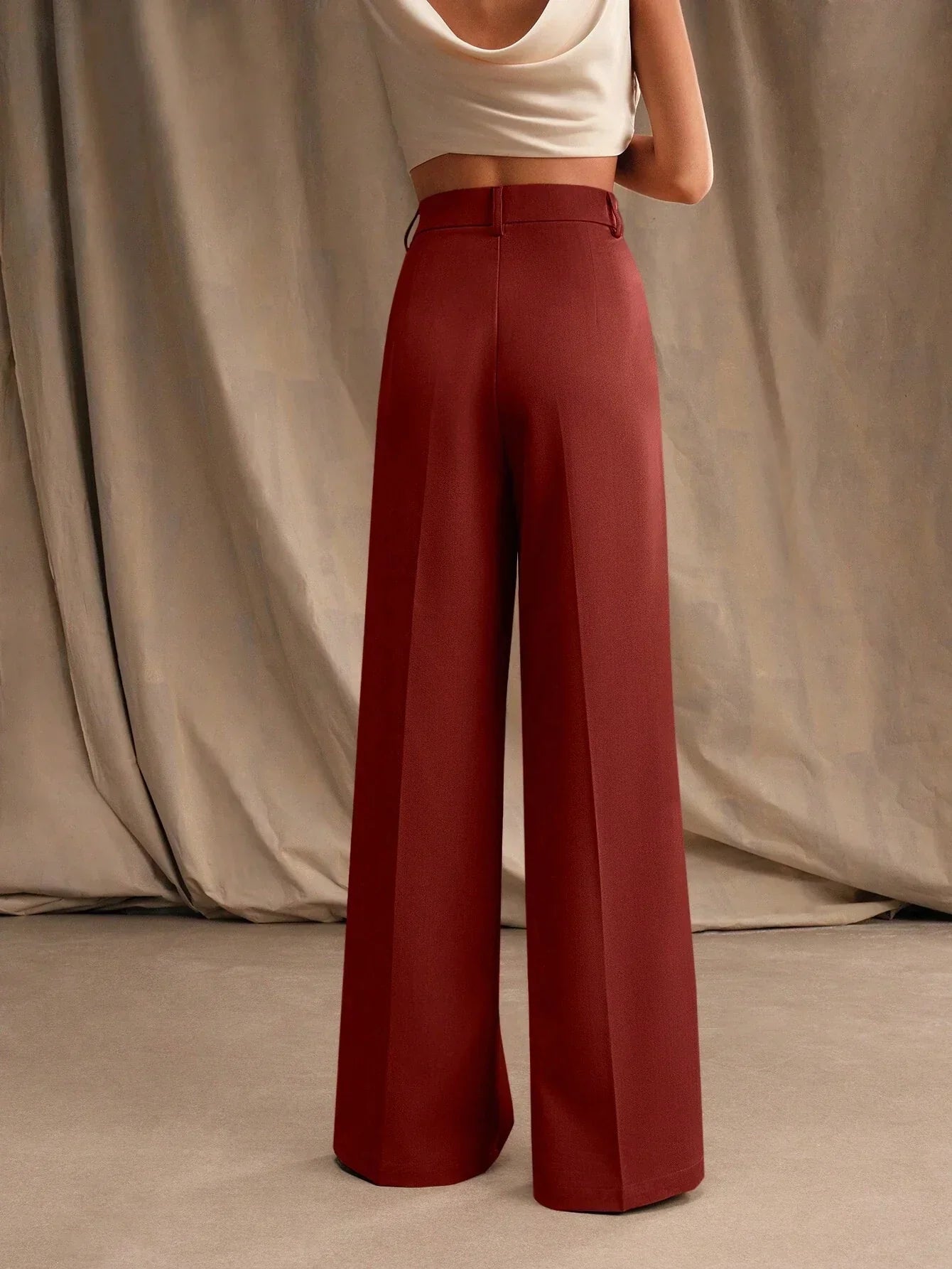 Luna | Elegant High Waist Wide Leg Trousers - ginlerie 12