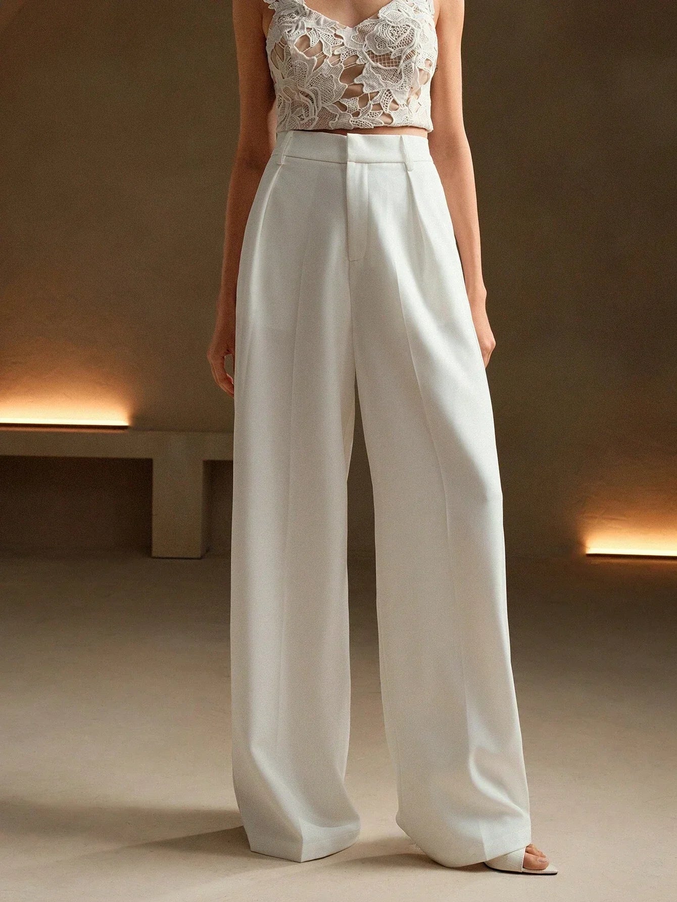 Luna | Elegant High Waist Wide Leg Trousers - ginlerie 3
