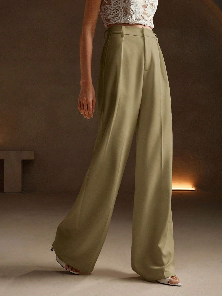 Luna | Elegant High Waist Wide Leg Trousers - ginlerie 5