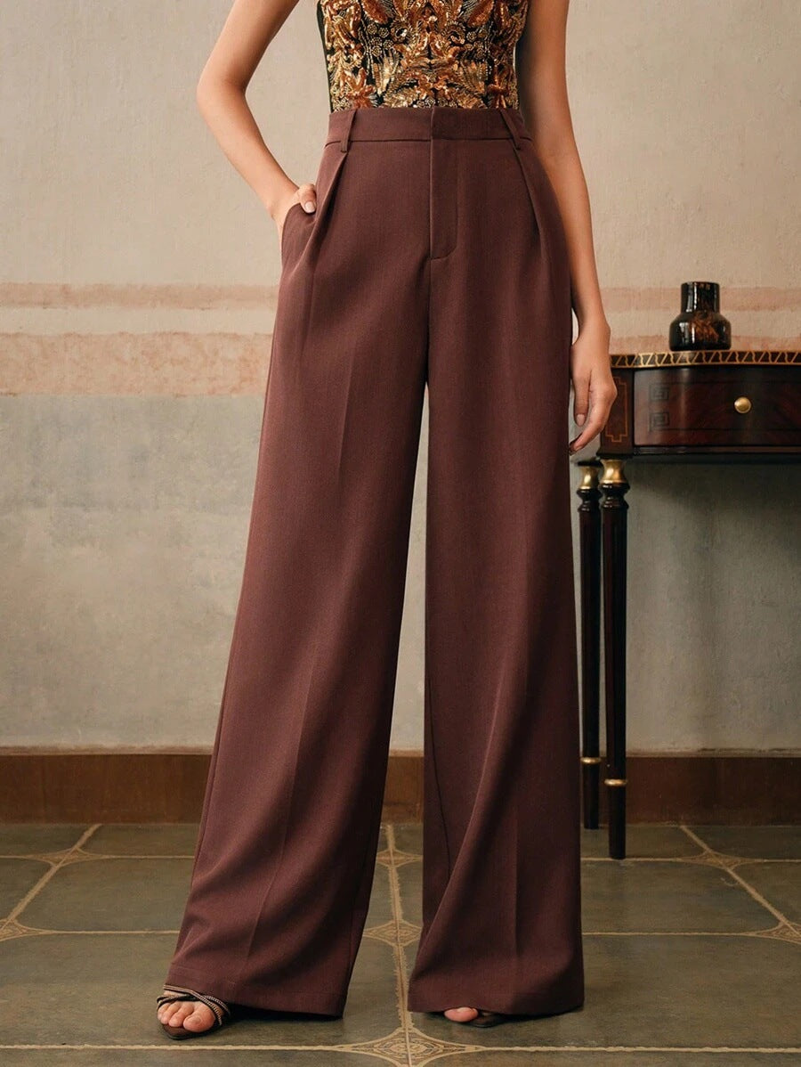 Luna | Elegant High Waist Wide Leg Trousers - ginlerie 8