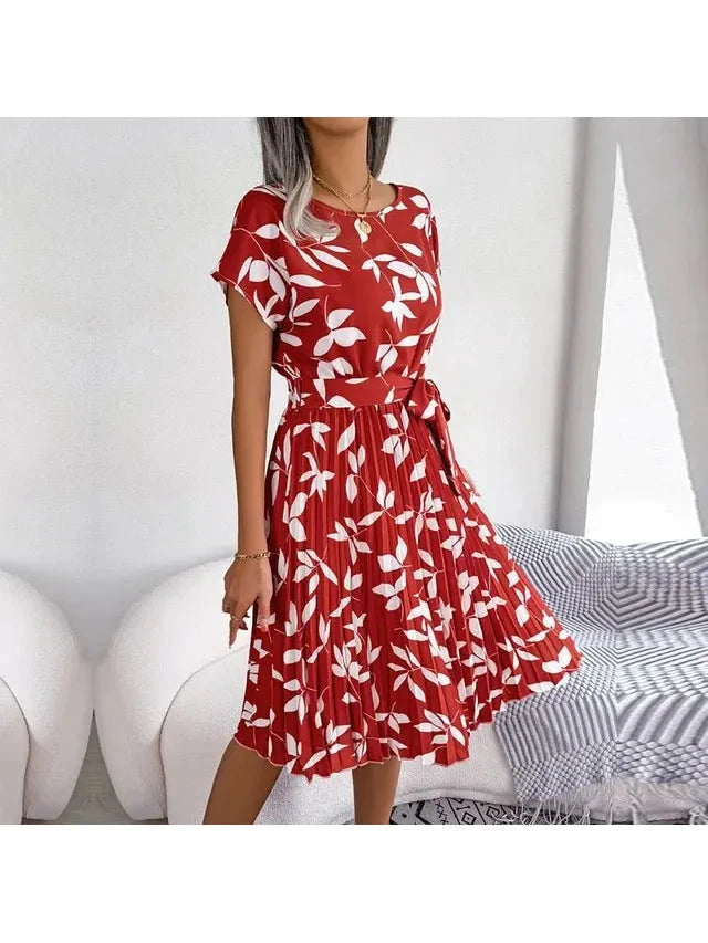 Luna | Floral Pleated Midi Dress - ginlerie 10