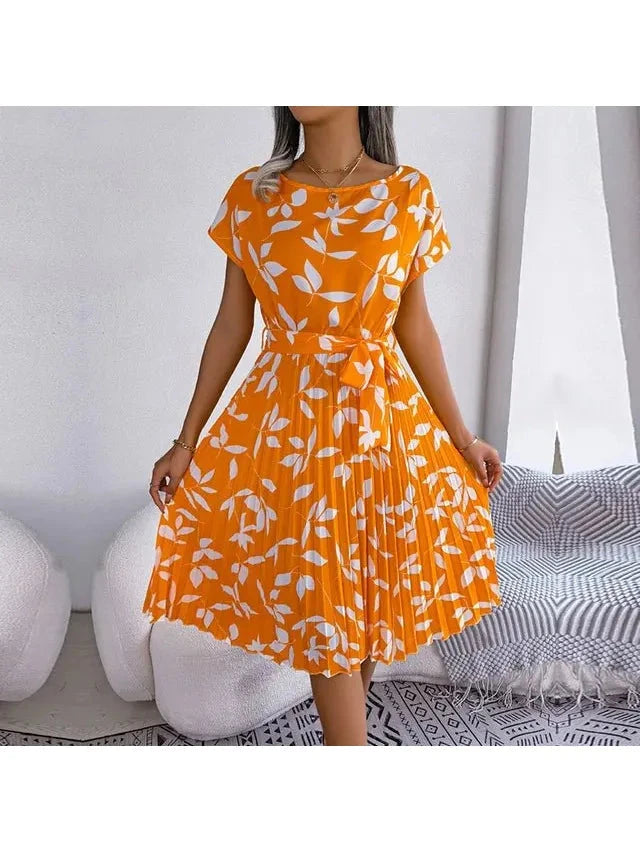 Luna | Floral Pleated Midi Dress - ginlerie 11
