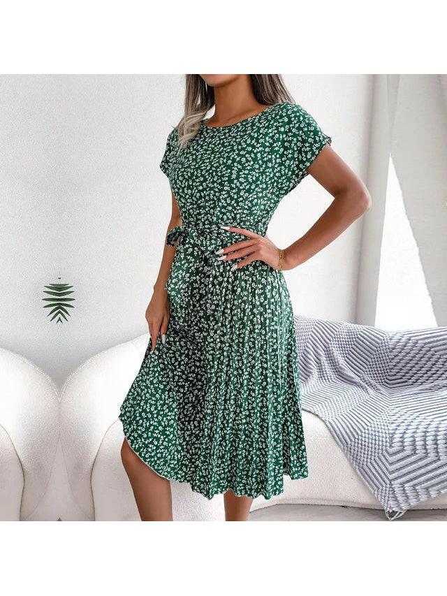 Luna | Floral Pleated Midi Dress - ginlerie 7