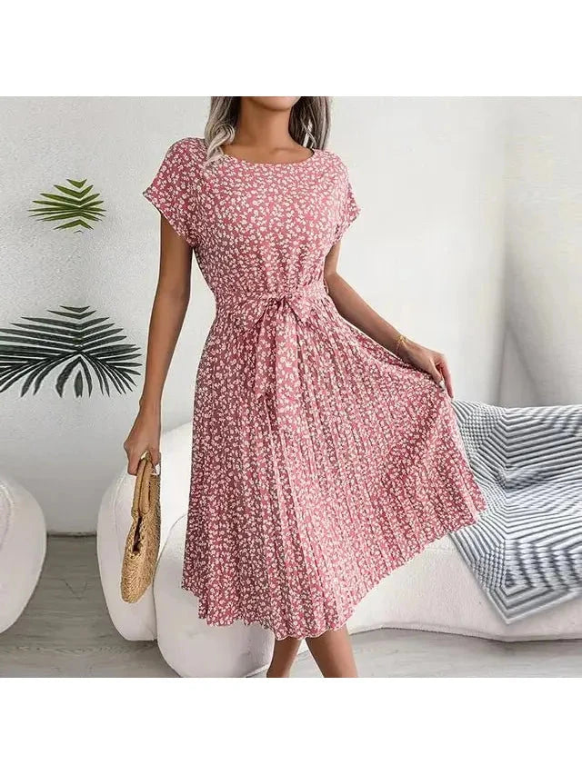 Luna | Floral Pleated Midi Dress - ginlerie 8