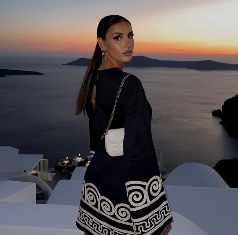 Luna | Geometric Pattern Mini Dress - ginlerie 1