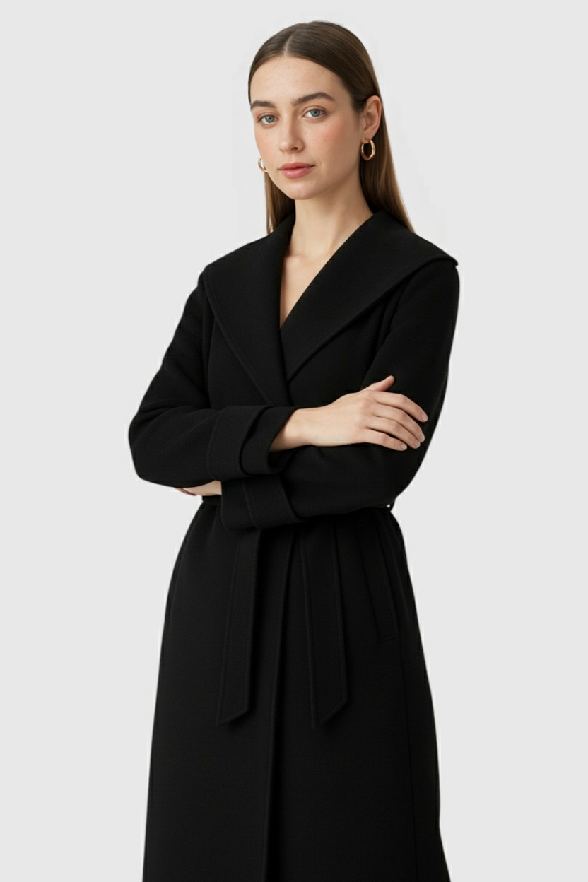 Luna | Hooded Black Coat - ginlerie 1