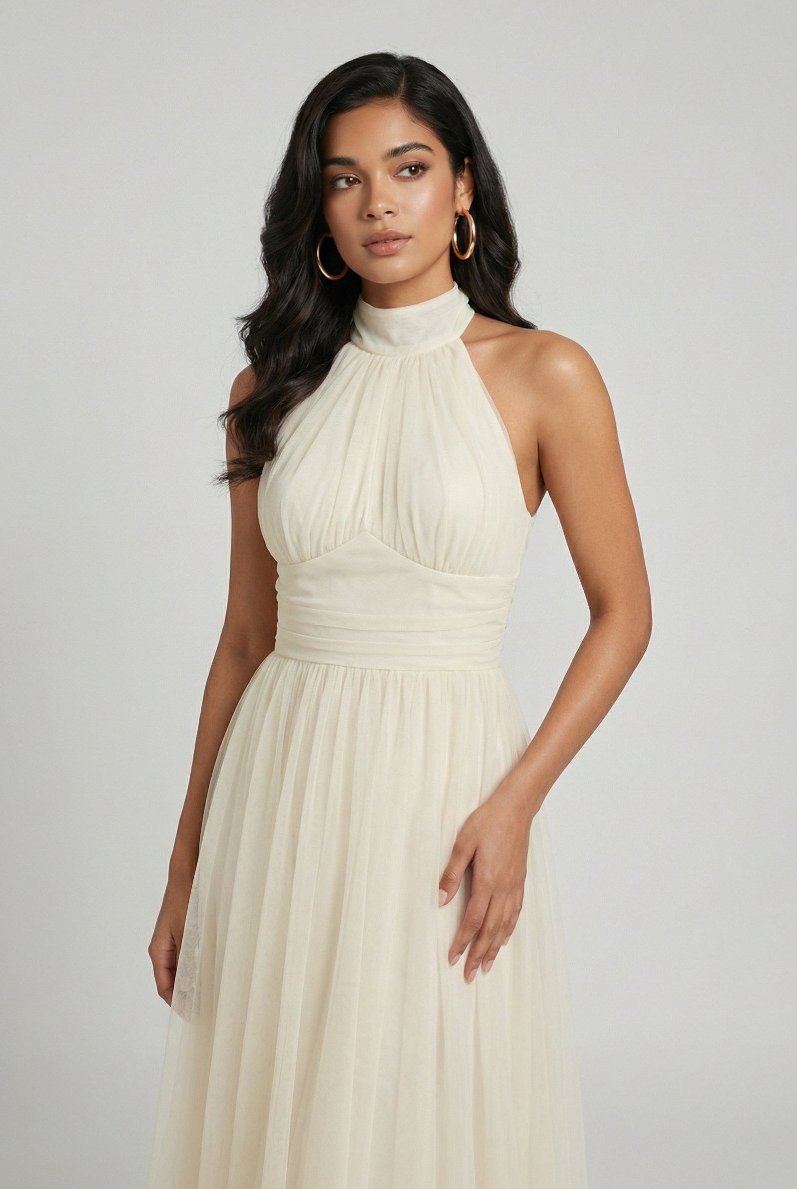 Luna | Long Sleeve Satin Midi Dress - ginlerie 1