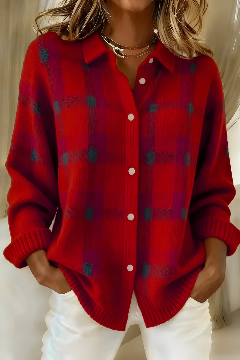 Luna | Oversized Plaid Cardigan Sweater - ginlerie 1