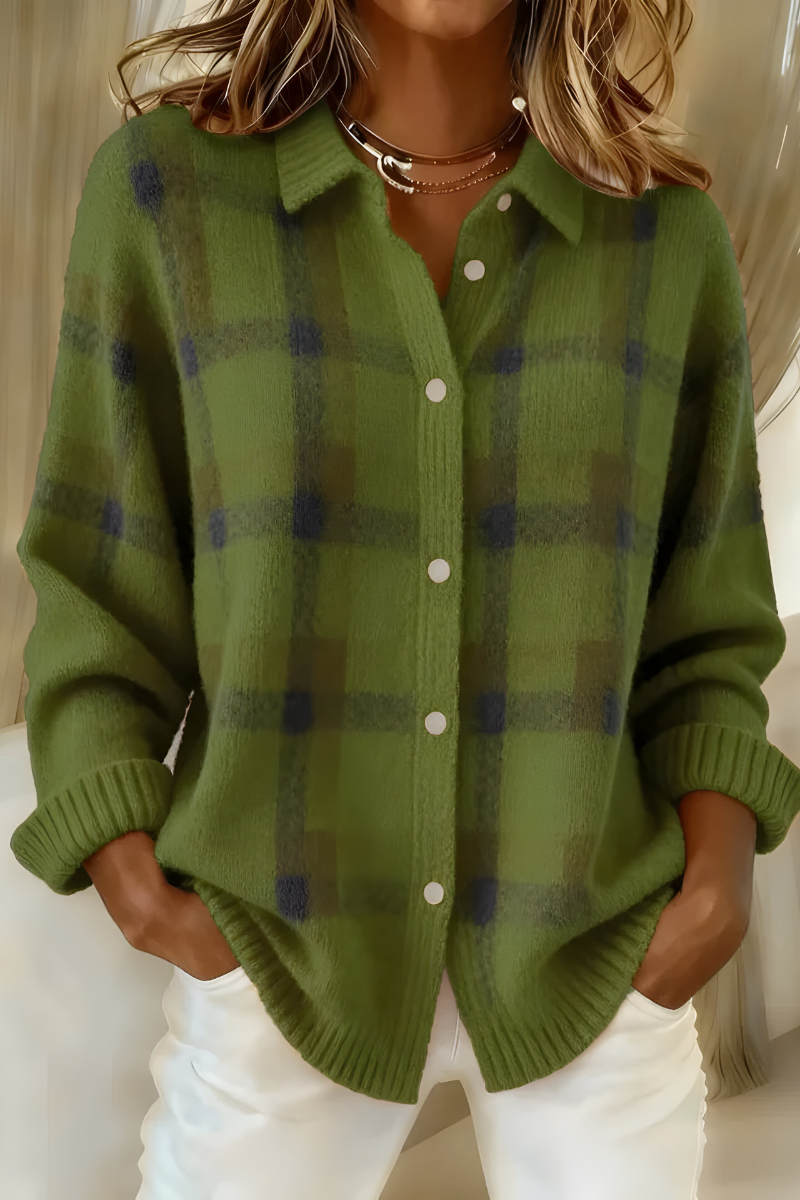 Luna | Oversized Plaid Cardigan Sweater - ginlerie 6