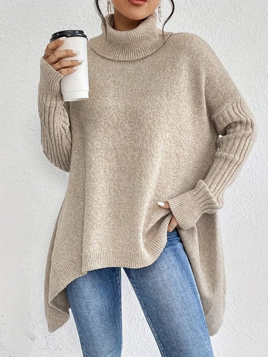 Luna | Oversized Ribbed Turtleneck Sweater - ginlerie 1