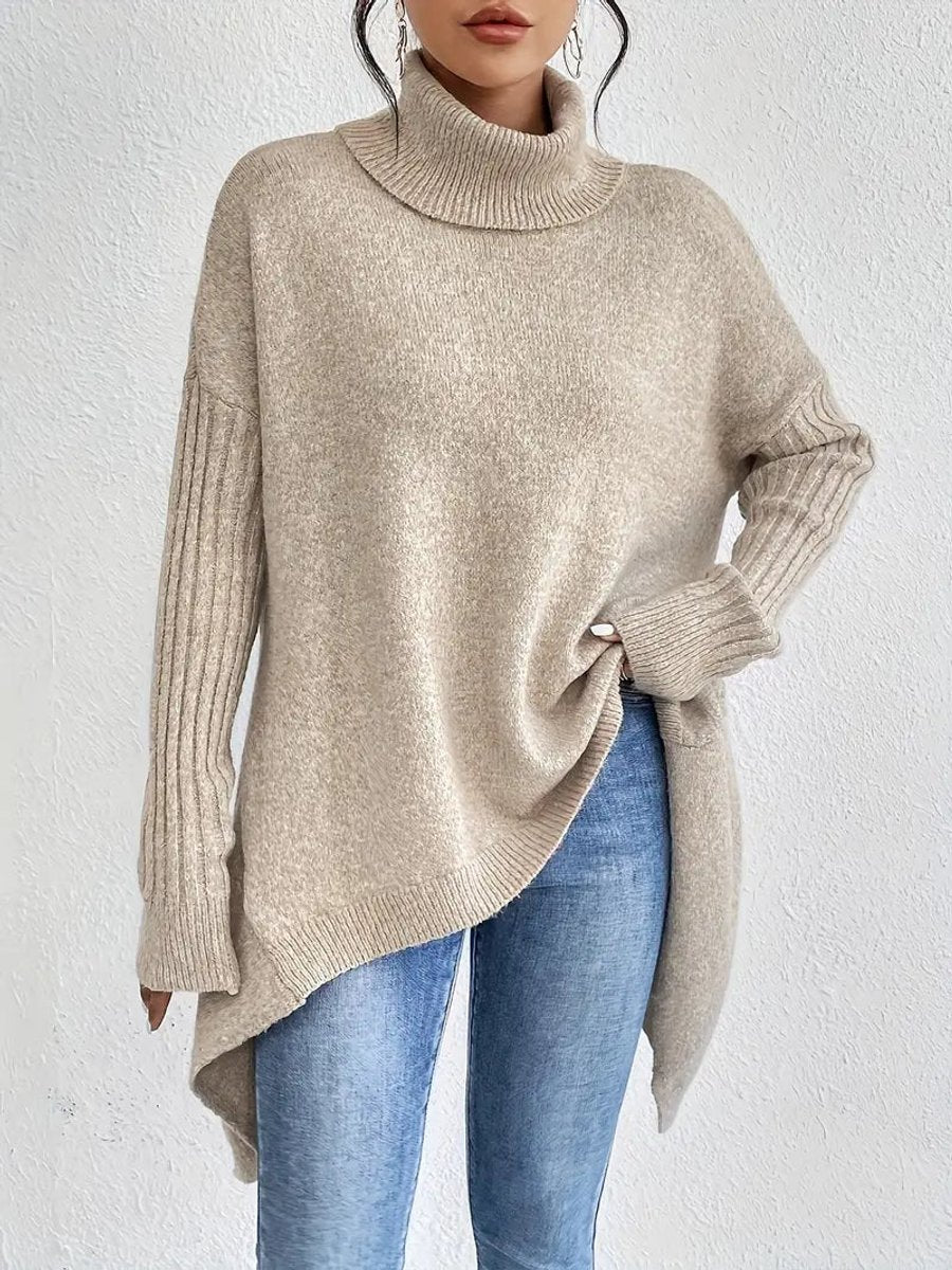 Luna | Oversized Ribbed Turtleneck Sweater - ginlerie 2