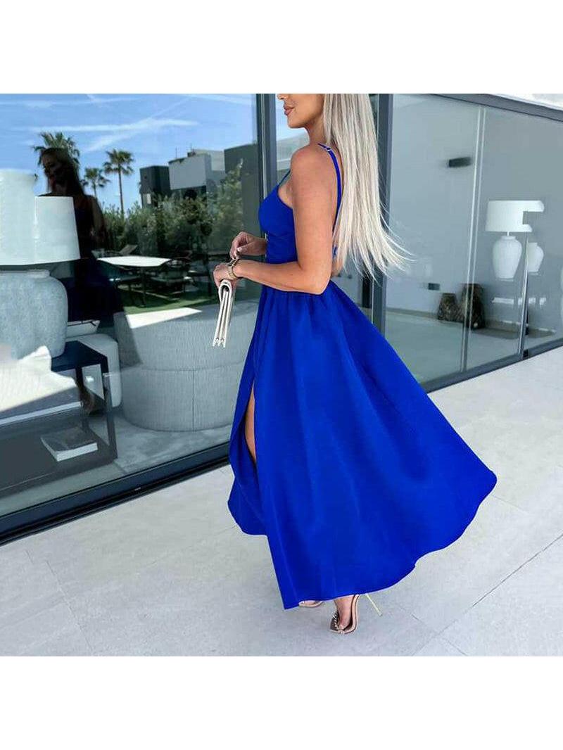 Luna | Pink Satin Midi Dress - ginlerie 4