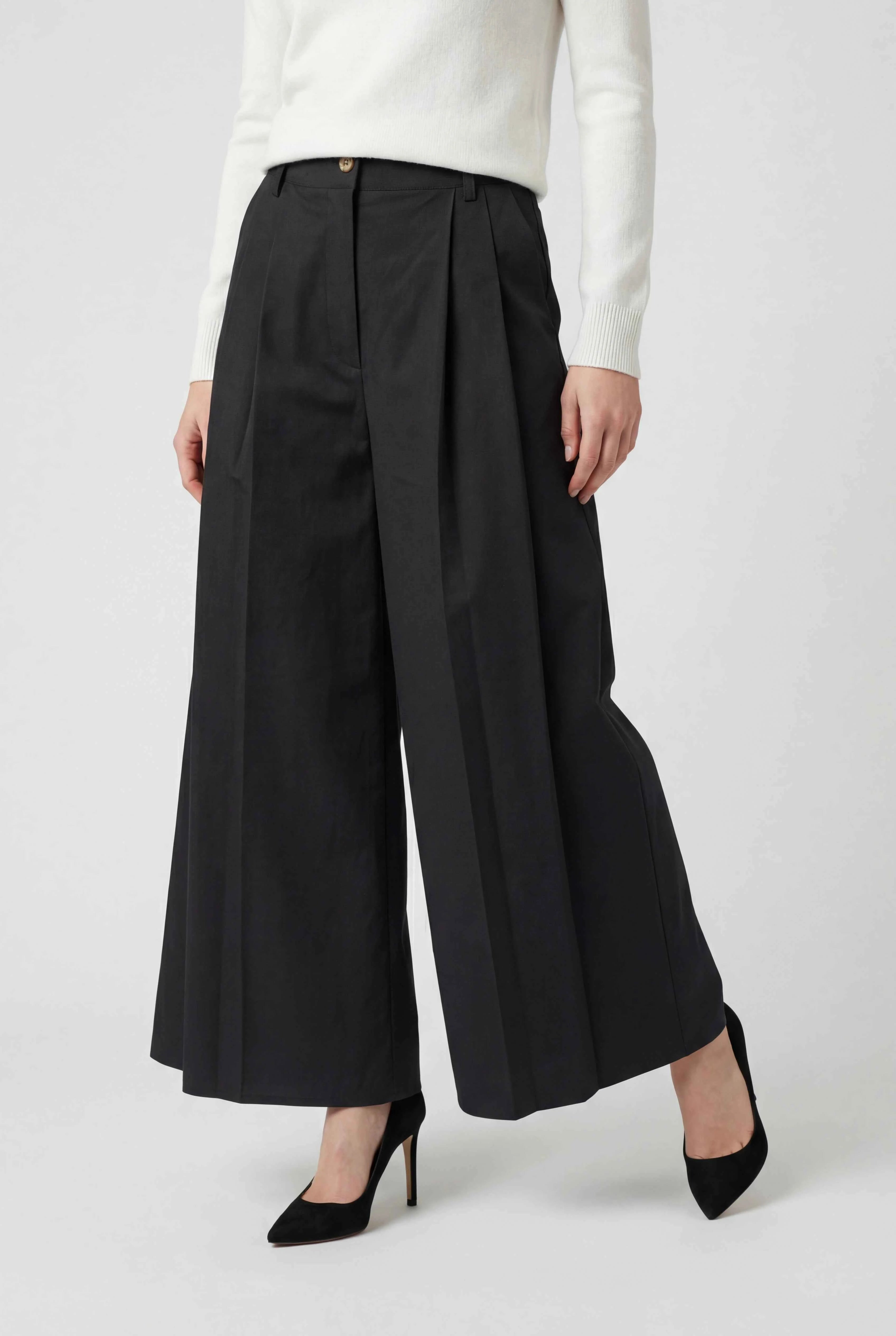 Luna | Tailored Black Palazzo Pants - ginlerie 1
