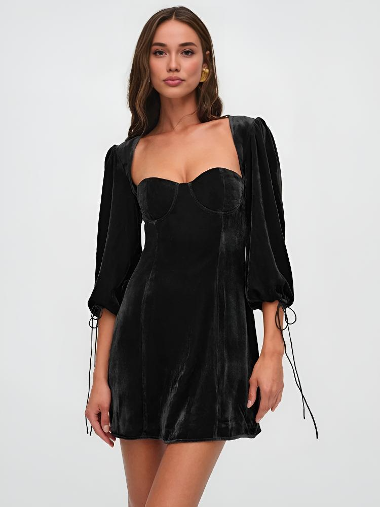 Luna | Velvet Mini Dress - ginlerie 2