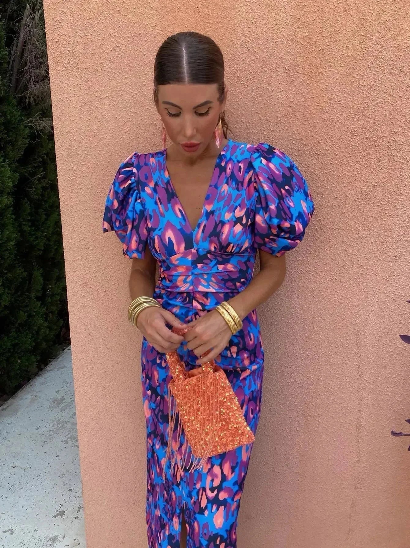 Luna | Vibrant Puff Sleeve Summer Dress - ginlerie 1