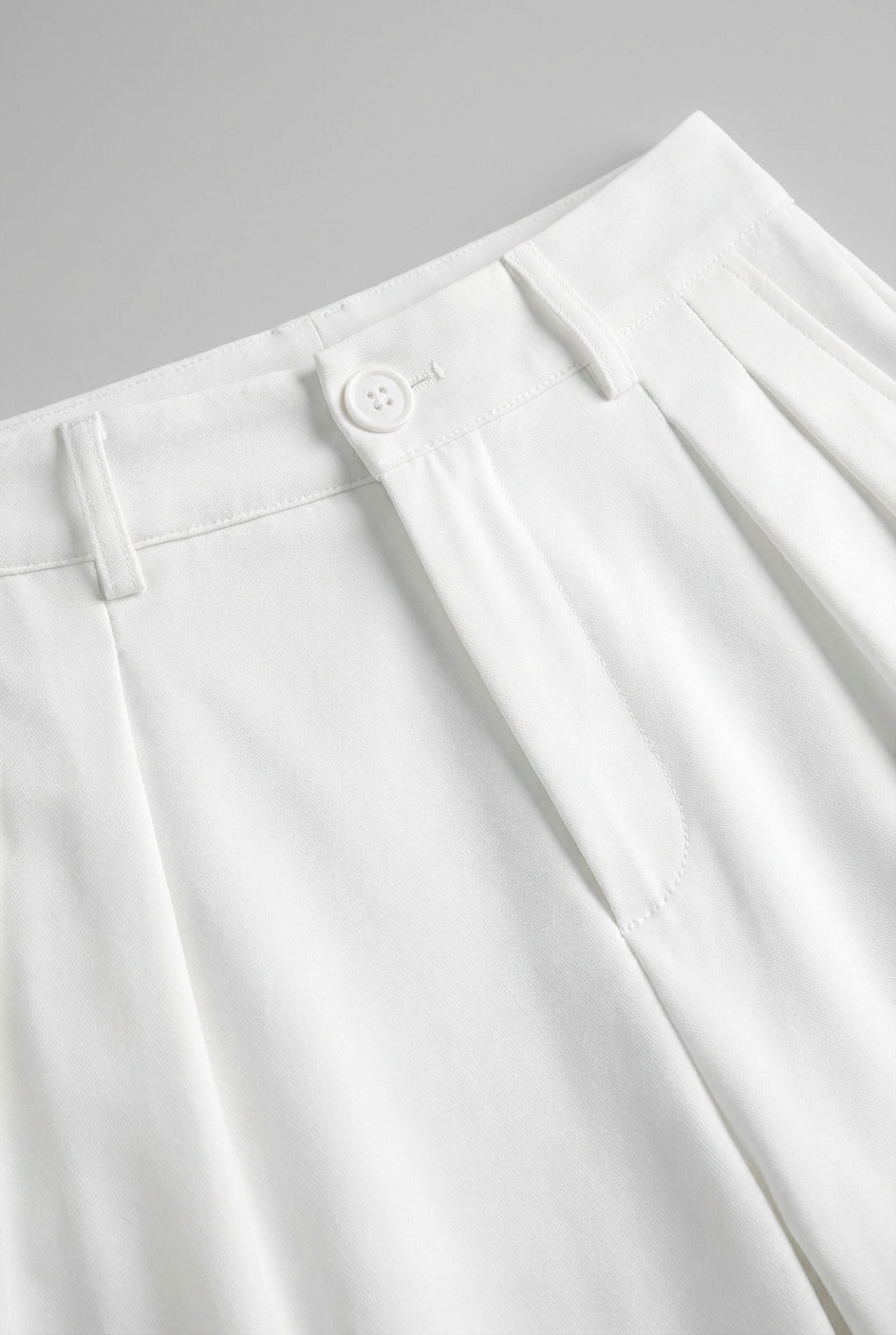 Luna | White Linen High-Waisted Pleated Pants - ginlerie 5
