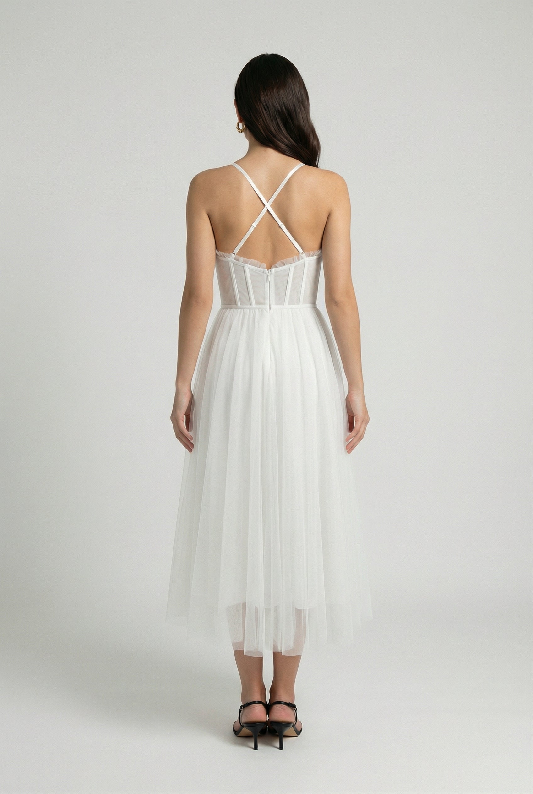 Luna | White Midi Dress - ginlerie 3