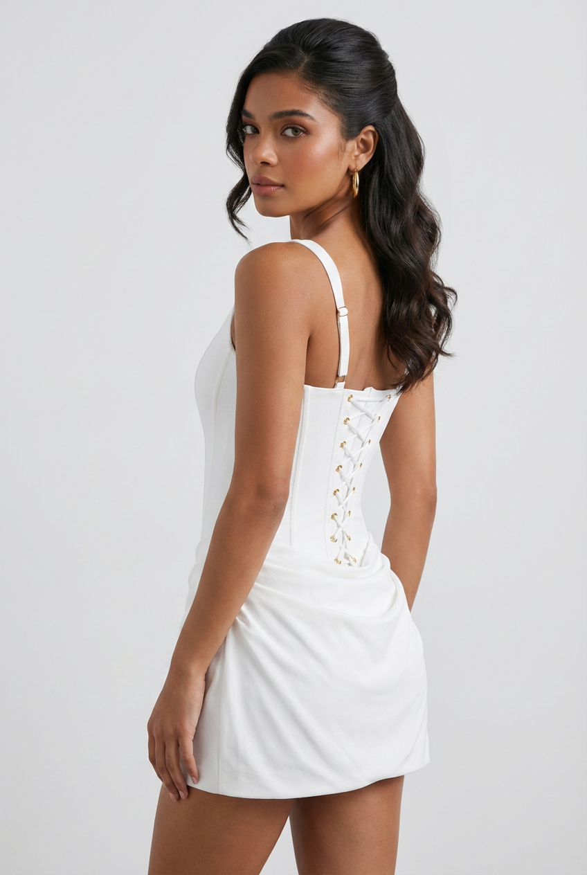 Luna | White Mini Dress - ginlerie 4