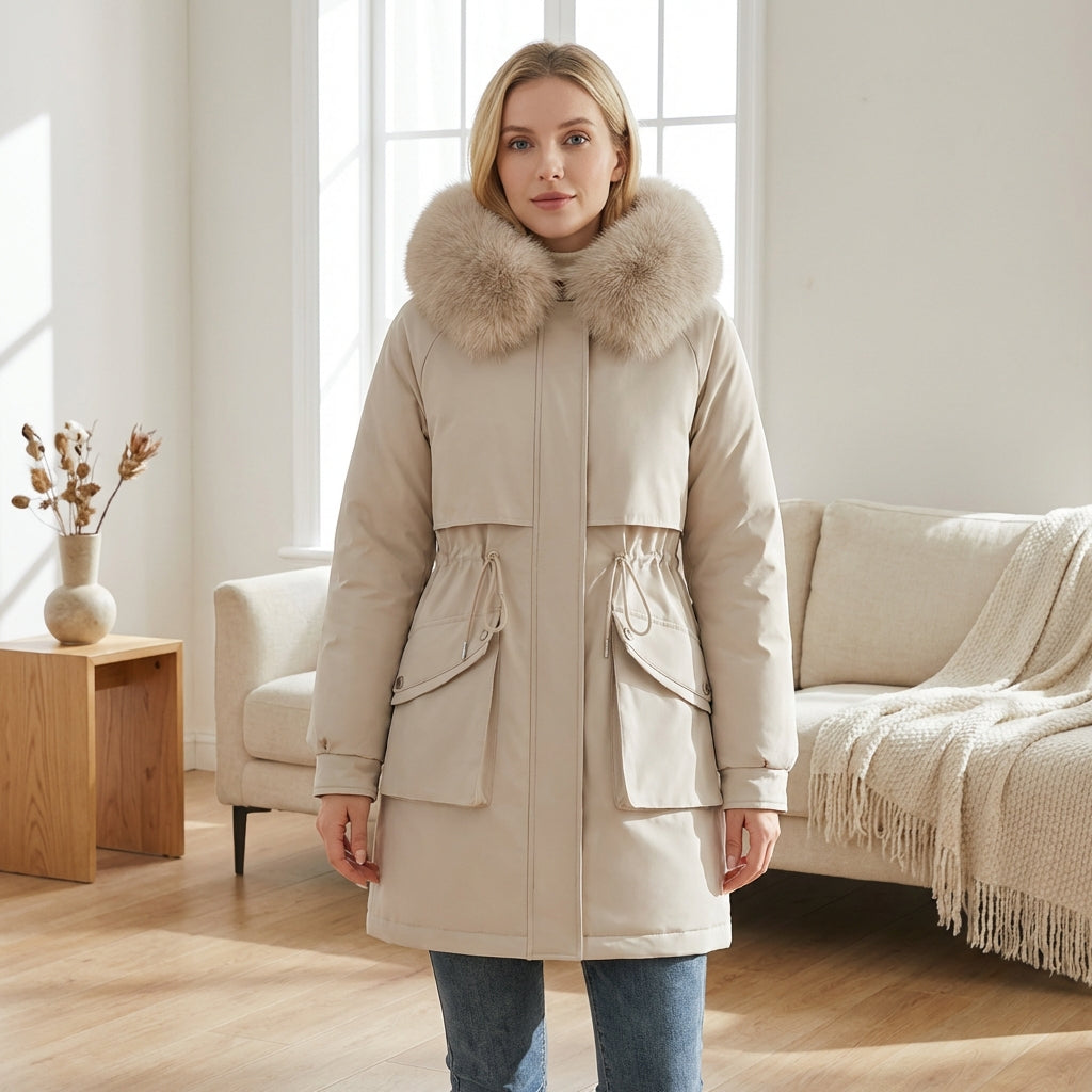 Matilda | Womens Parka Coat with Faux-Fur Collar - ginlerie 2
