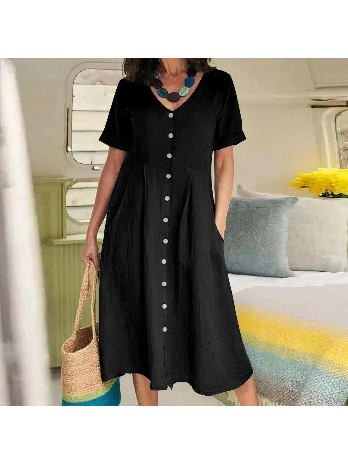 Maya | Buttoned Dress - ginlerie 1
