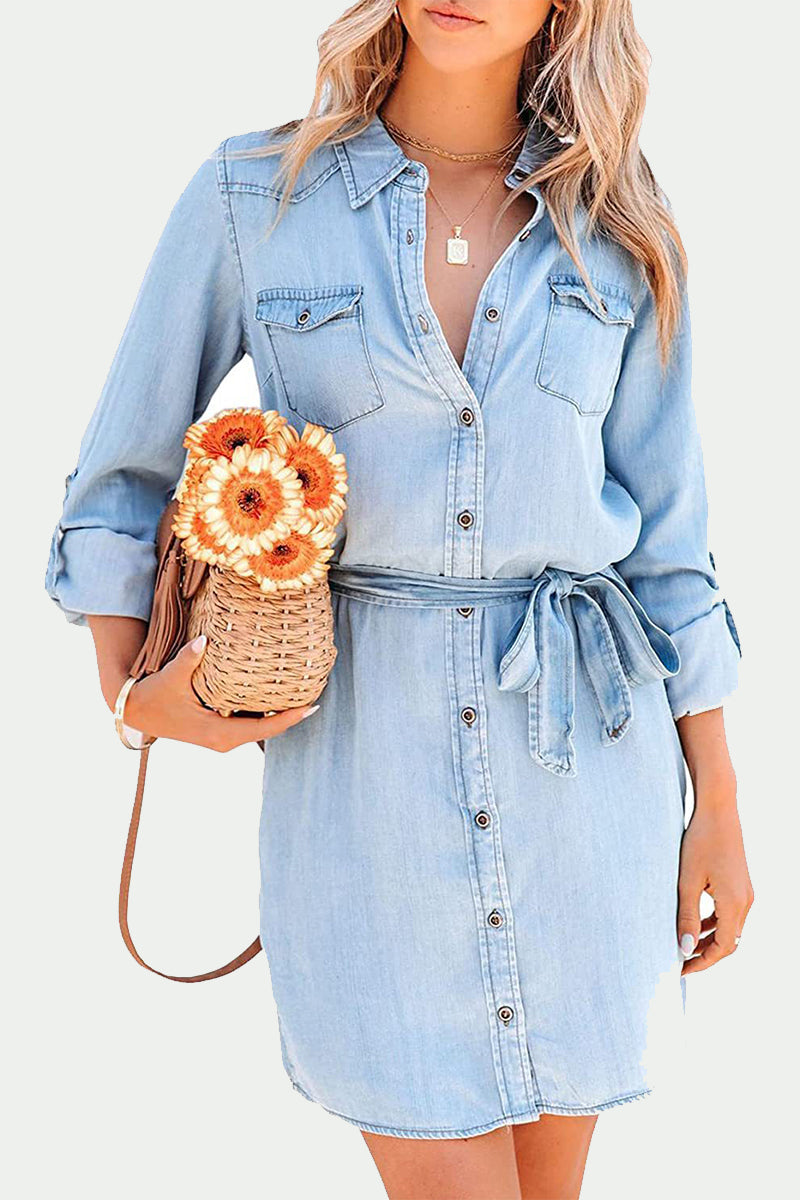 Maya | Denim Shirt Dress - ginlerie 1