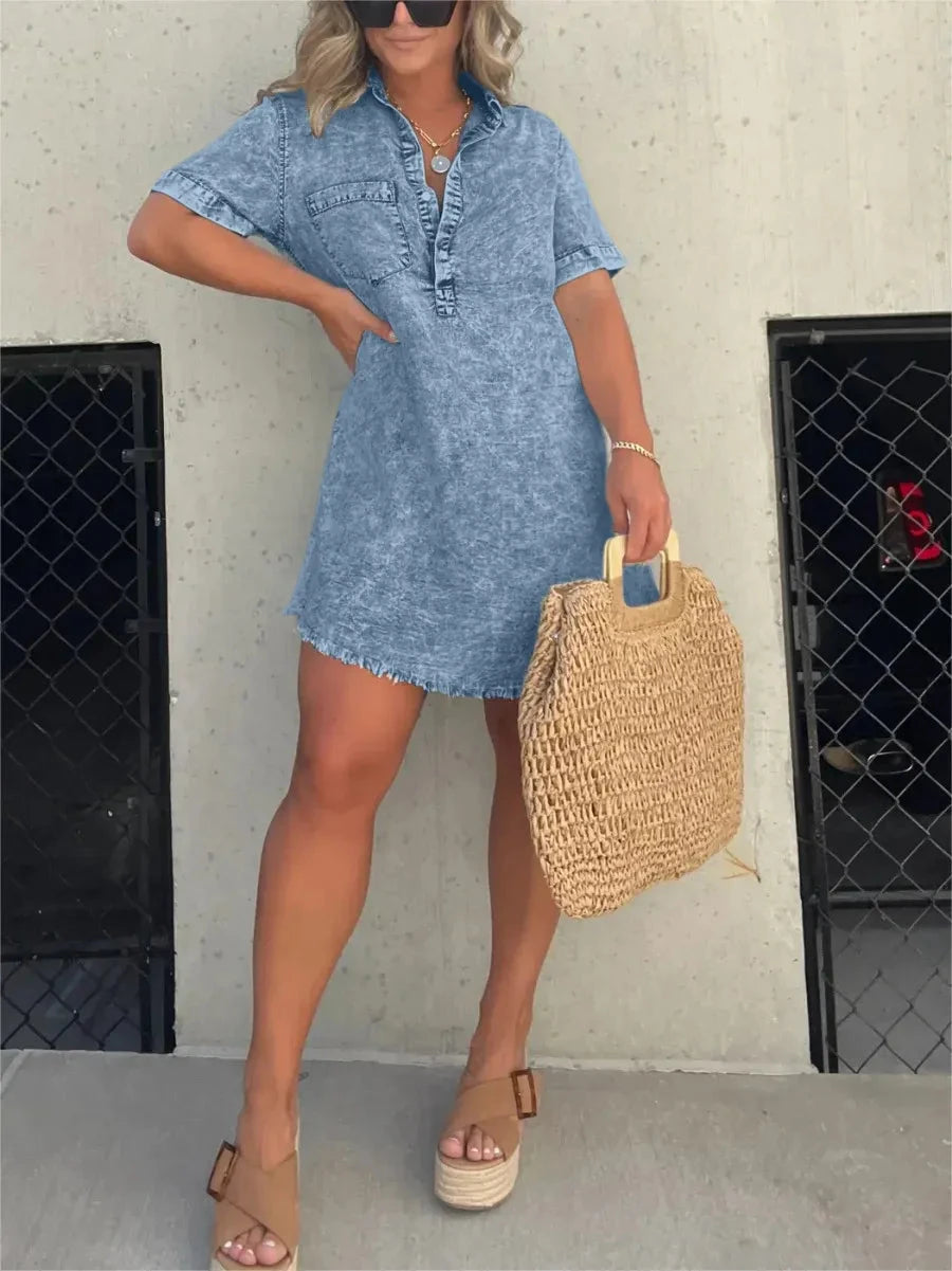Maya | Denim Shirt Dress - ginlerie 3