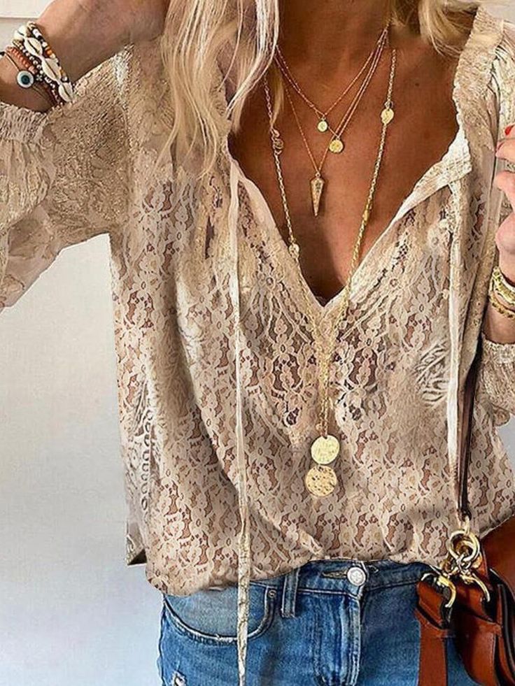 Maya | Elegant Boho V Neck Blouse - ginlerie 0