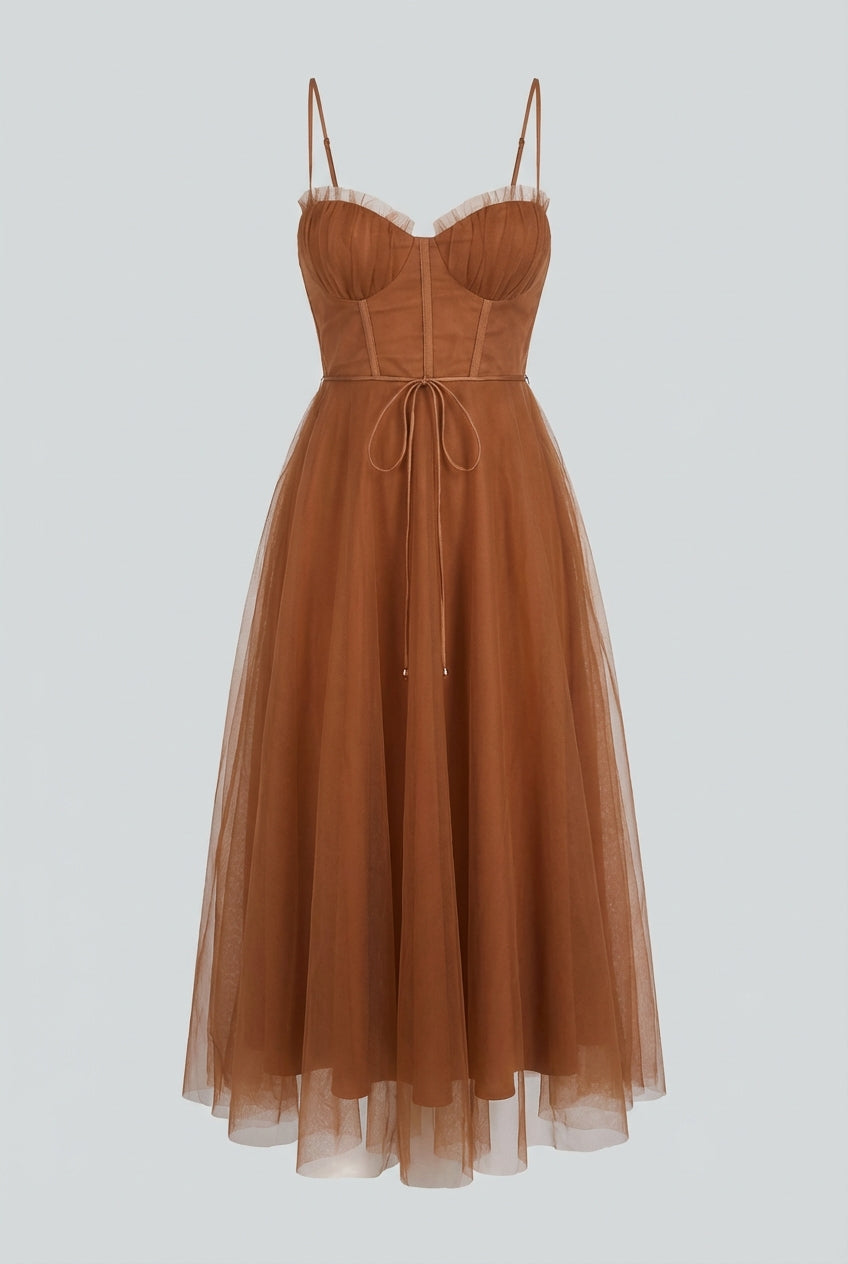 Maya | Elegant Chiffon Midi Dress - ginlerie 0