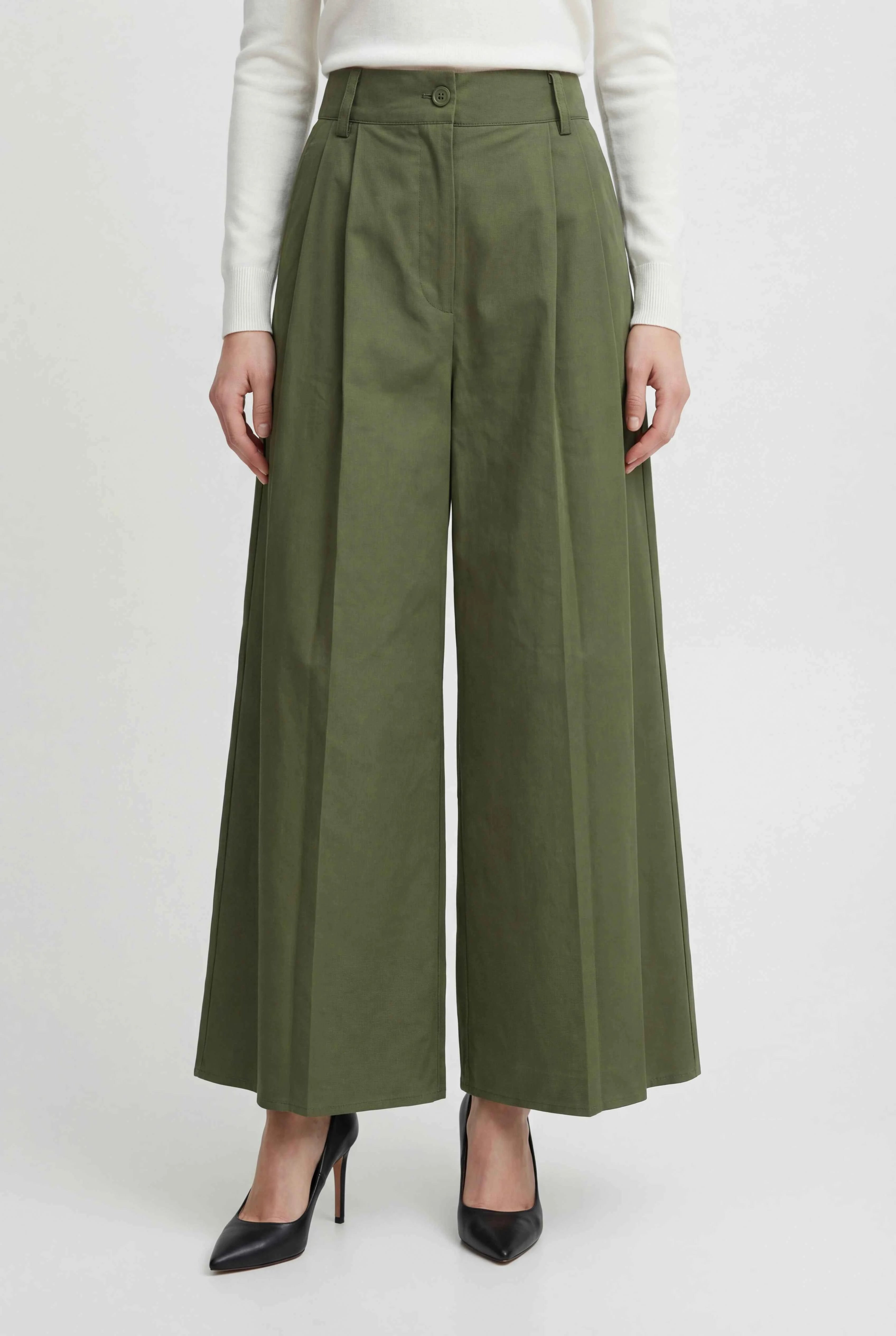 Maya | Elegant Green Palazzo Pants - ginlerie 1