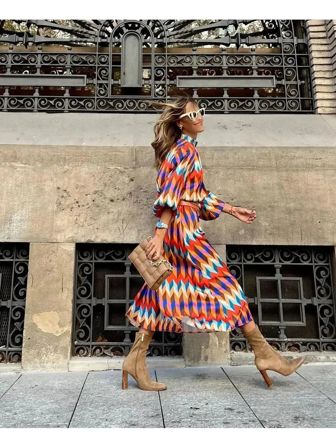Maya | Geometric Print Summer Dress - ginlerie 2