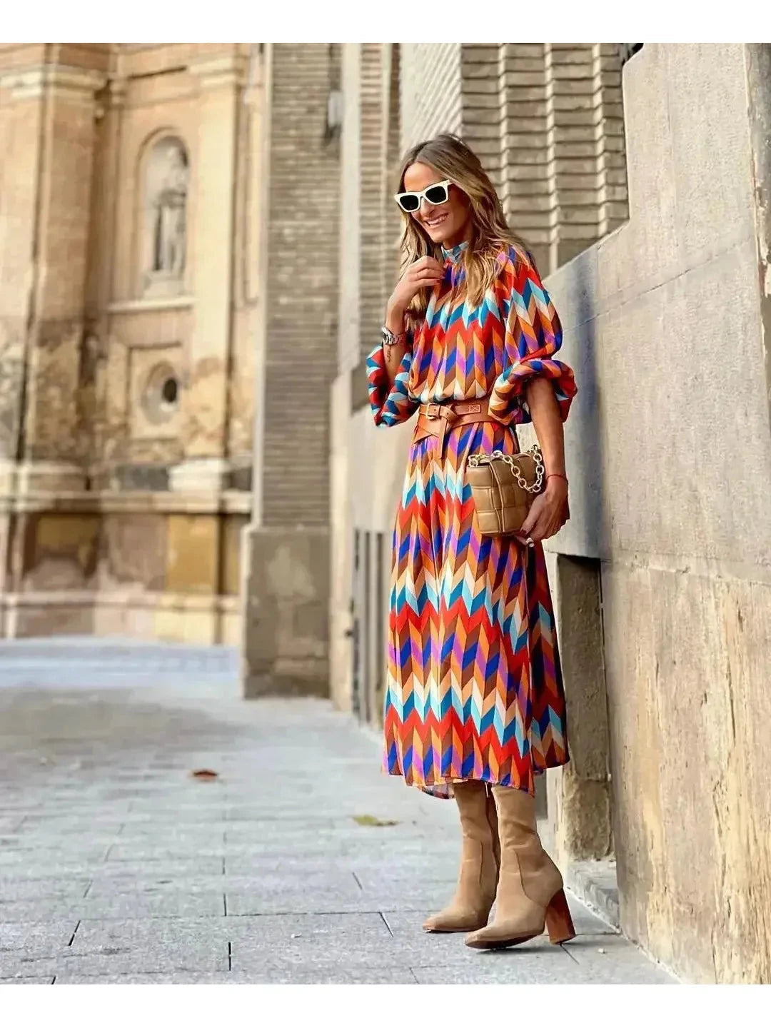 Maya | Geometric Print Summer Dress - ginlerie 3