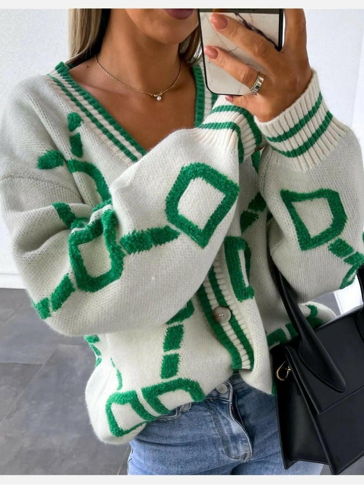 Maya | Geometric Warm Cardigan - ginlerie 1