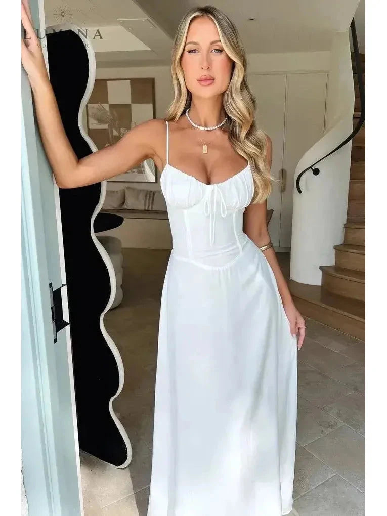 Maya | Lace-Up Maxi Dress - ginlerie 8