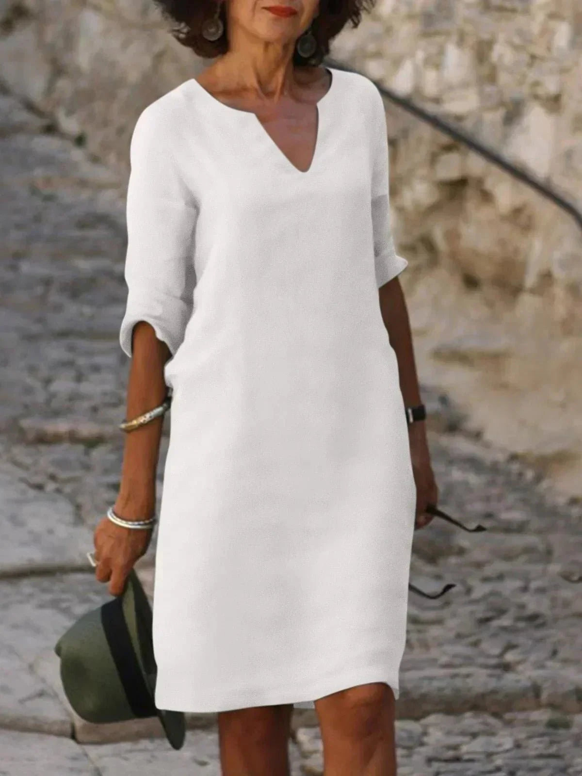 Maya | Relaxed V-Neck Black Dress - ginlerie 6