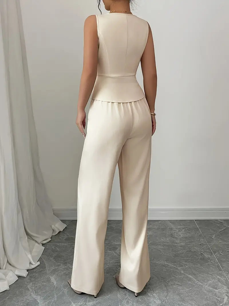 Maya | Sleeveless Wide-Leg Set - ginlerie 2