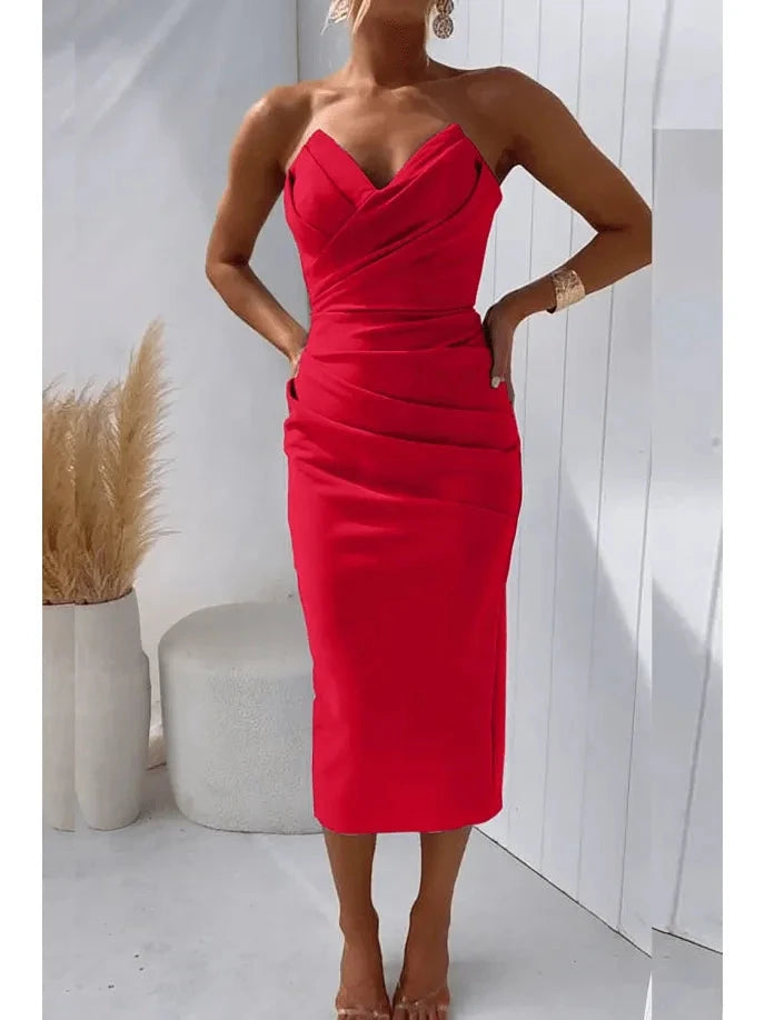 Maya | Strapless Summer Dress for Weddings - ginlerie 2