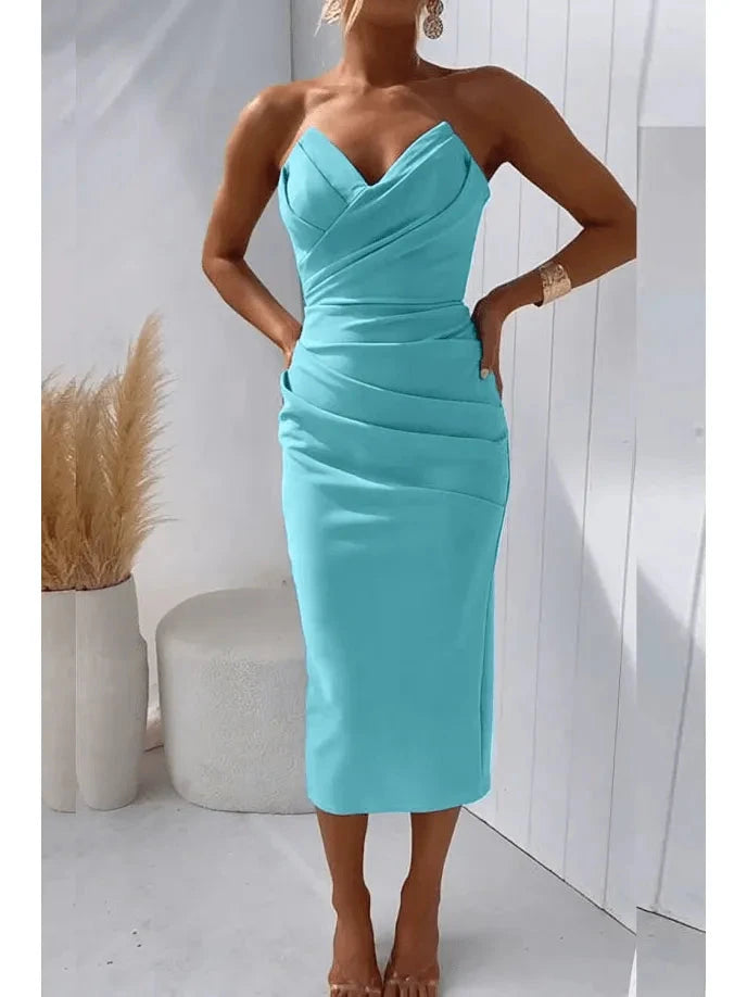 Maya | Strapless Summer Dress for Weddings - ginlerie 4